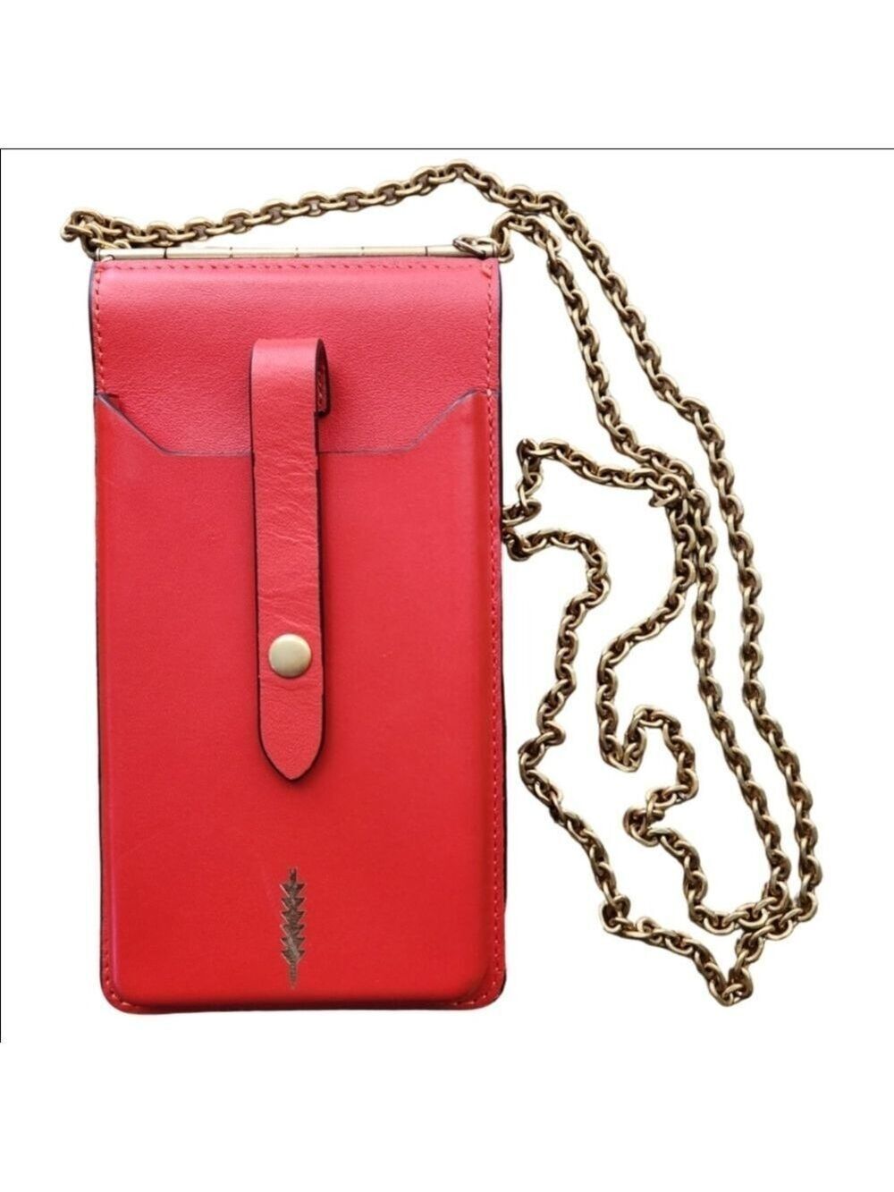 THACKER LEATHER NORA FLAME RED PHONE WALLET CROSSBODY BAG